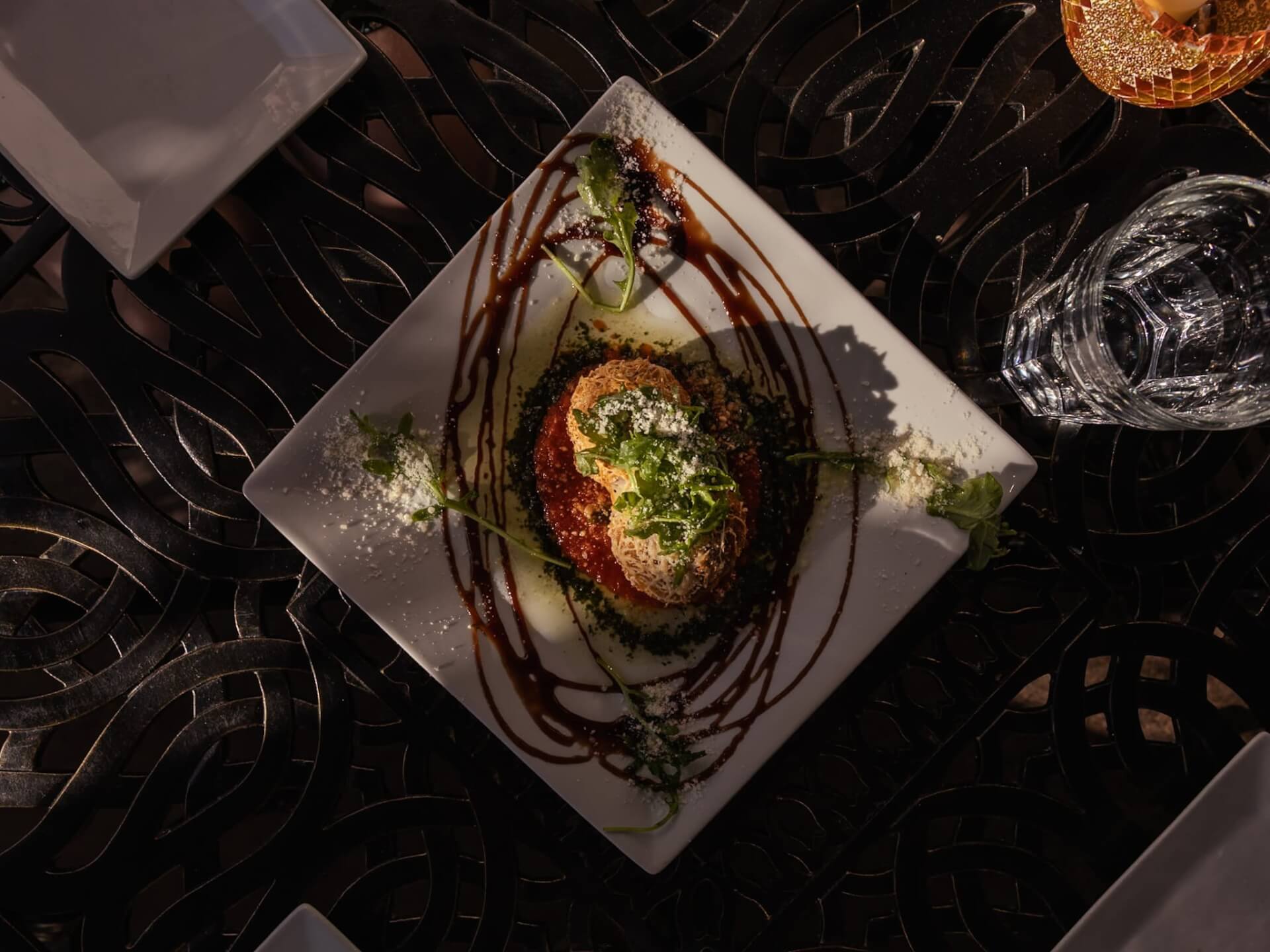 Food on the table at The Bohemian Restaurant in Downtown Brevard