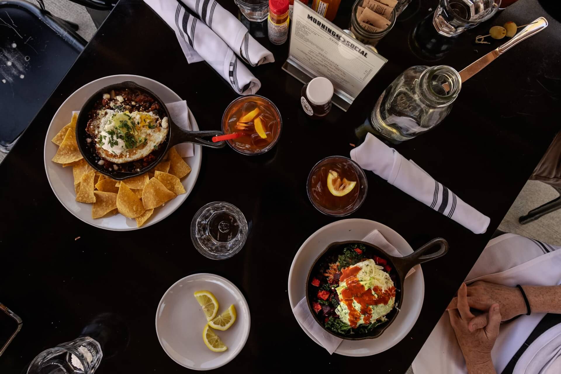 Food spread on the table at Morning Social