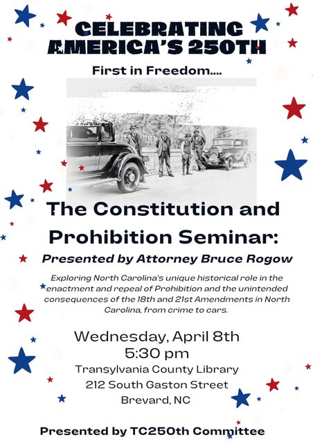 Local America 250 Committee Presents: The Constitution & Prohibition Seminar