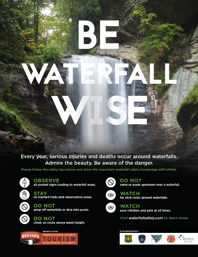 Be Waterfall Wise – Waterfall Safety – English-explore-brevard