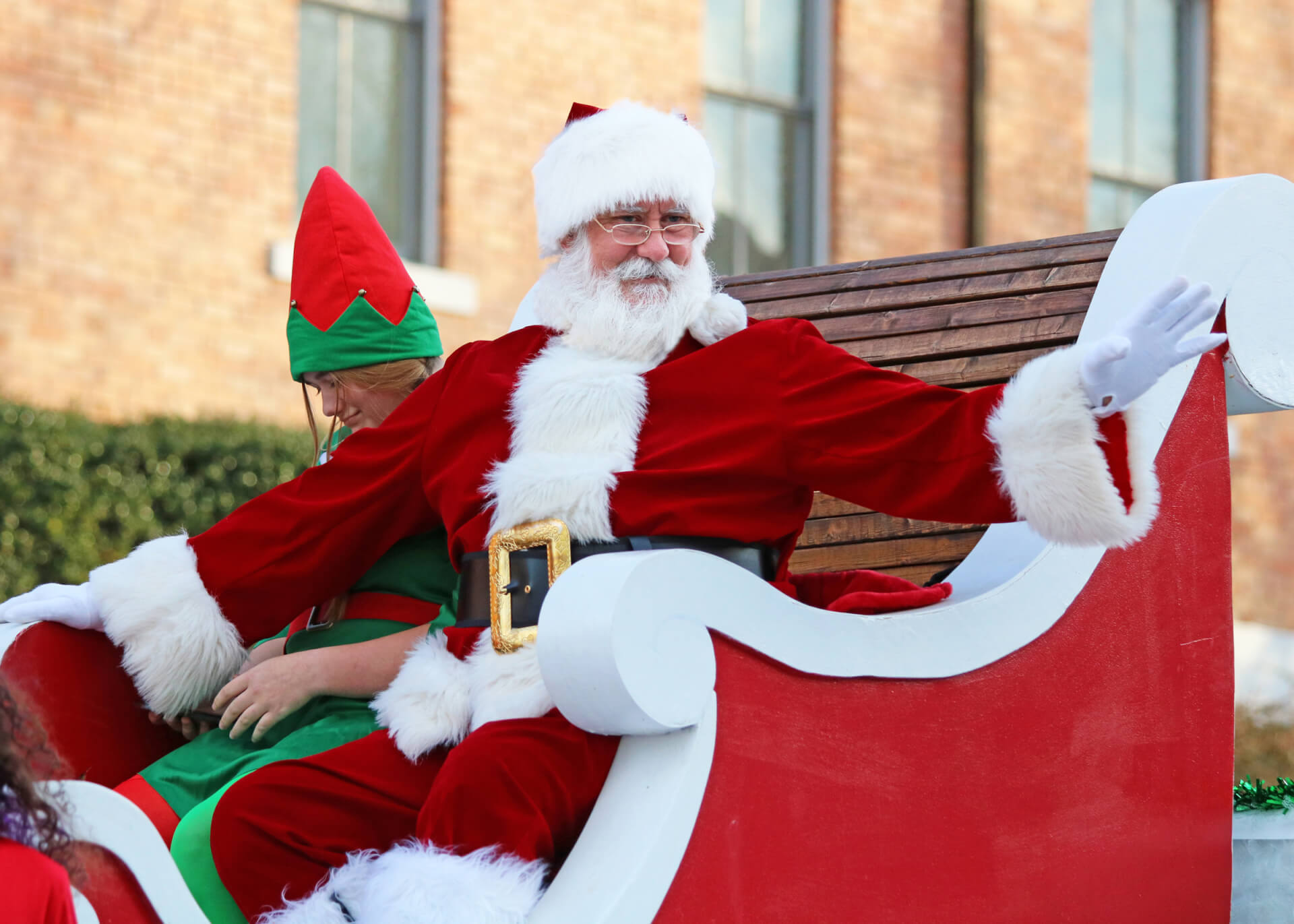 Santa arrives during the Christmas Parade in Brevard