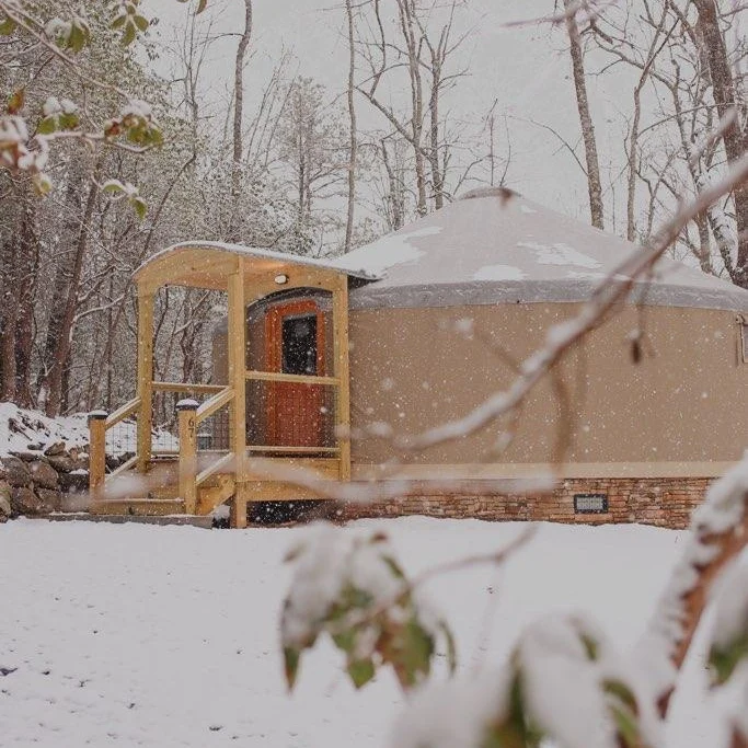 DuPont Yurts Snow-explore-brevard