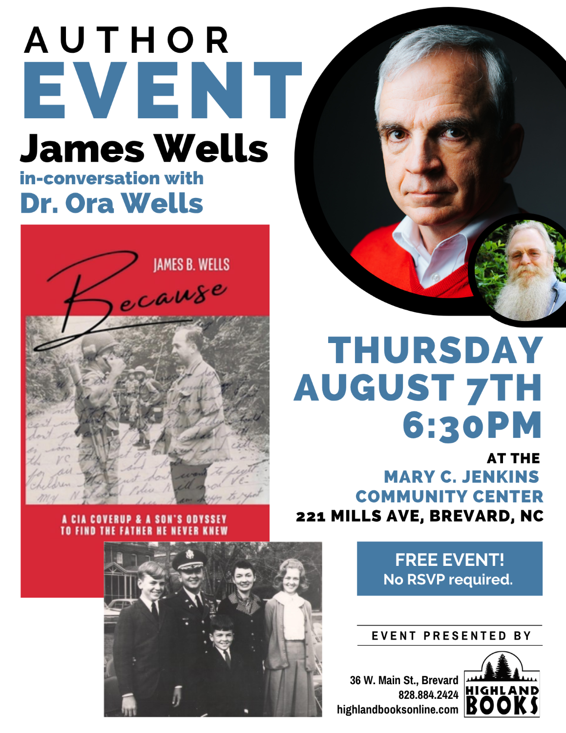 Author James Wells in conversation with Dr. Ora Wells