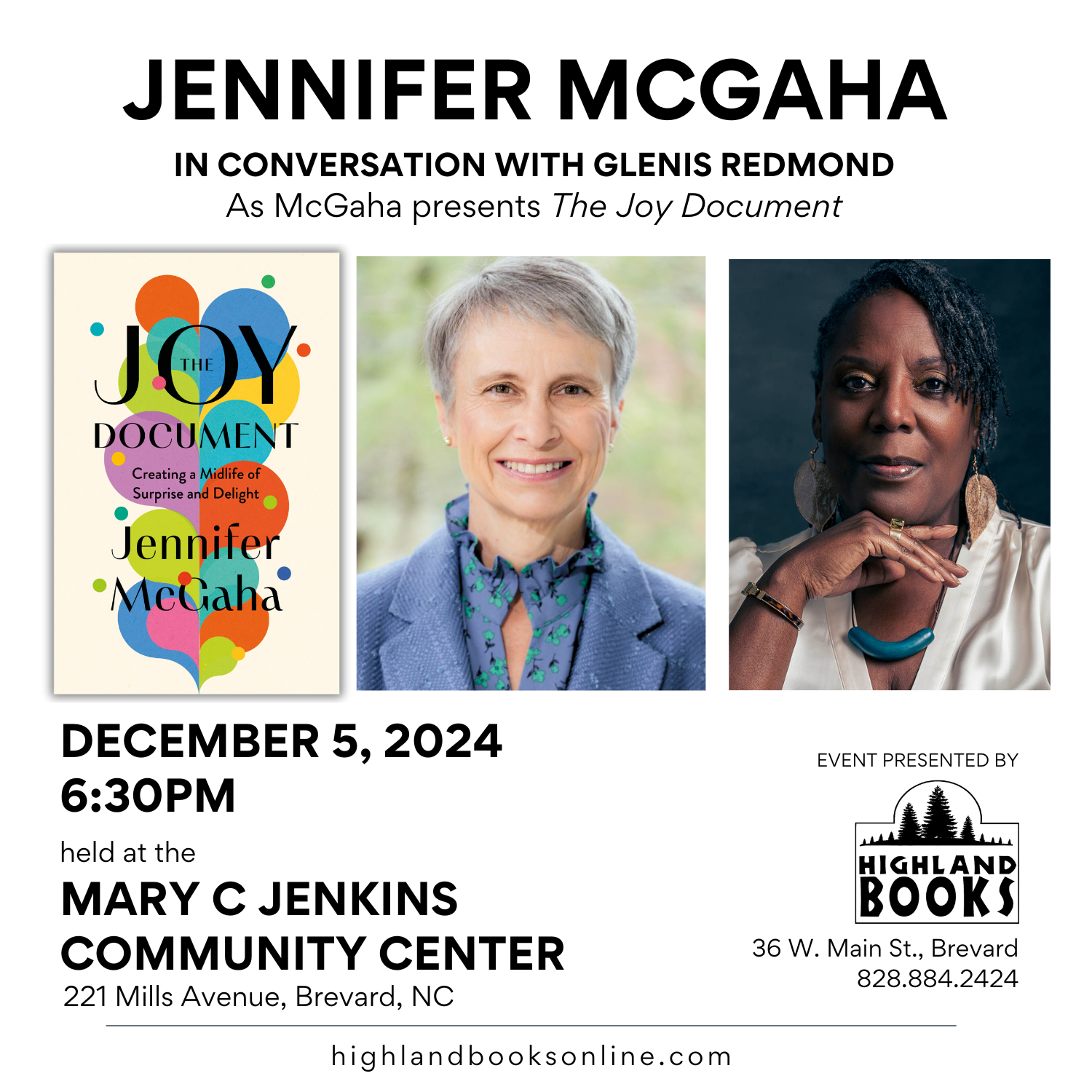 Author Jennifer McGaha in conversation with Glenis Redmond