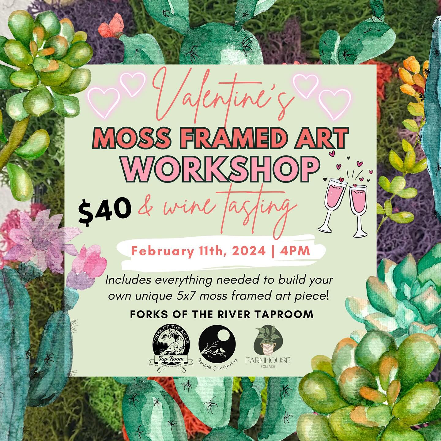 Moss Framed Art Workshop & Wine Tasting