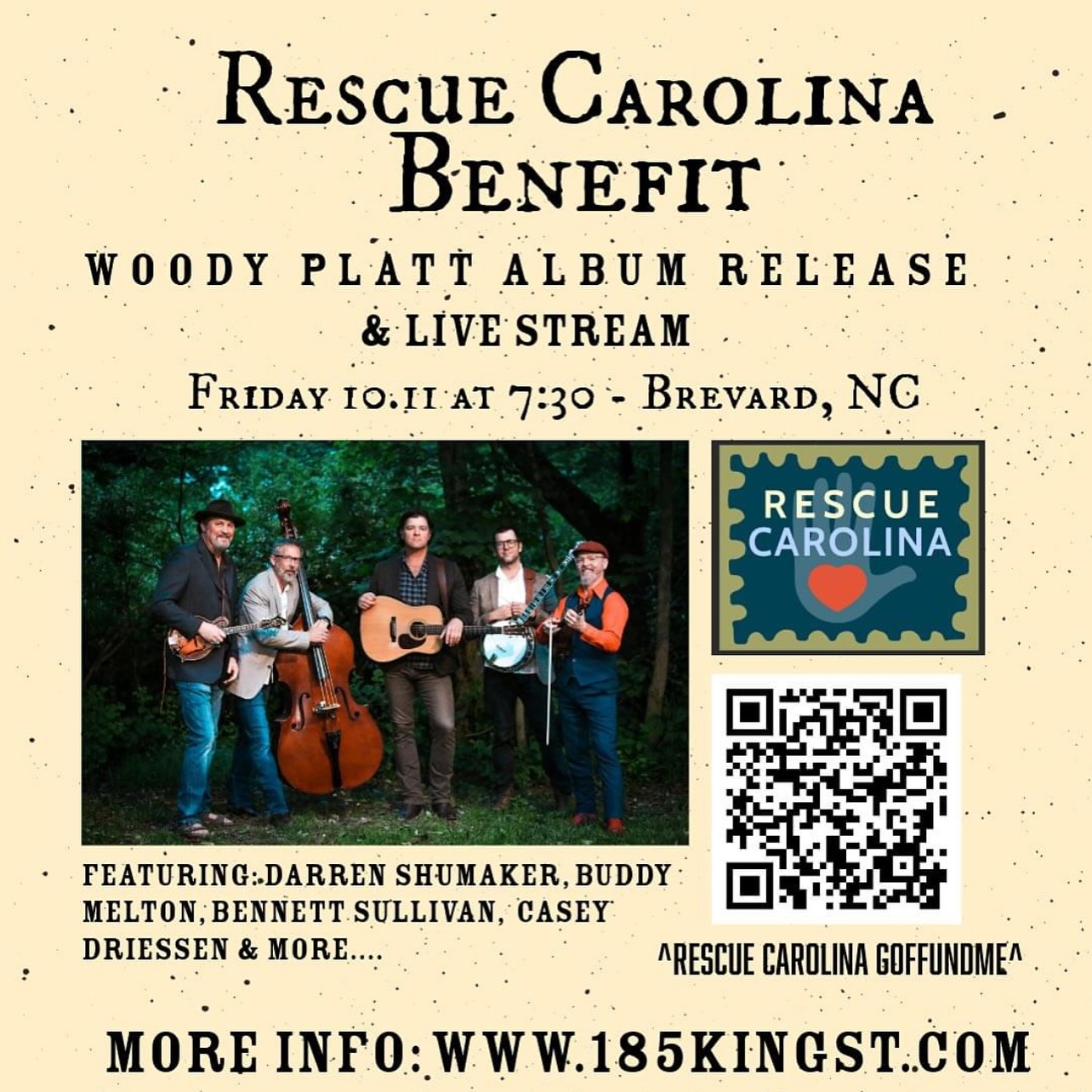 LIVE STREAM: Rescue Carolina Benefit- Woody Platt’s Album Release Show