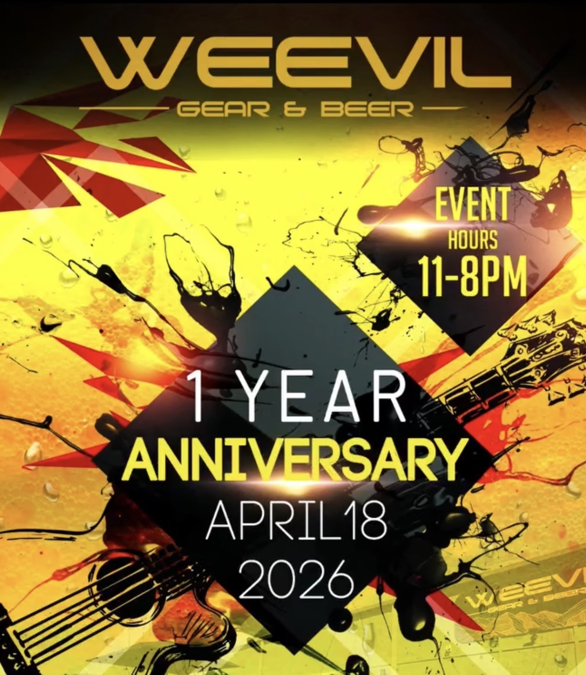 1 Year Anniversary Party – Weevil Gear & Beer