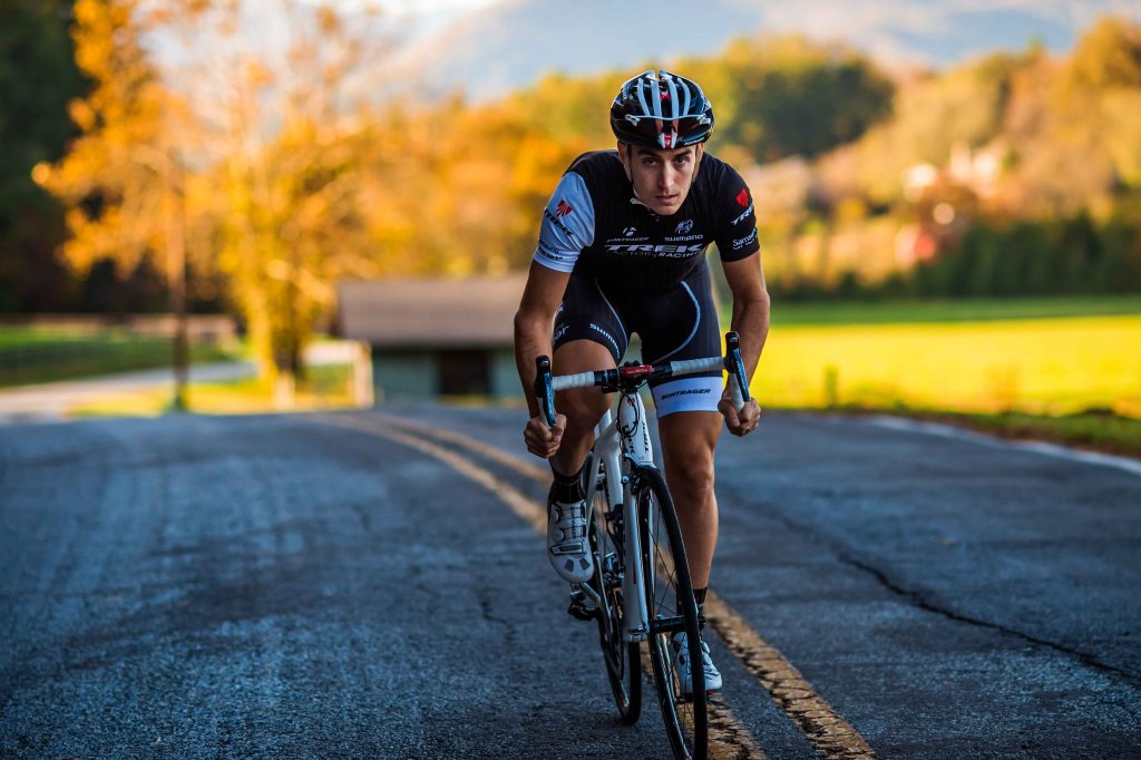 Former Professional Cyclist Matthew Busche road cycling on Walnut Hollow near Brevard, NC